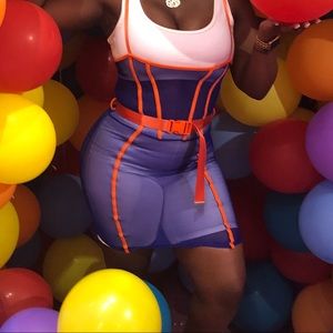 Blue and Orange sheer dress